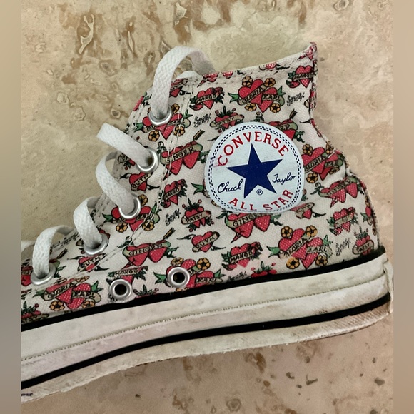 CONVERSE CHUCK TAYLORS ● Unisex ● Names in Hearts High-Top Sneakers ● Y2K - Picture 5 of 5
